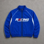 Blue Racing Jacket with White Piping