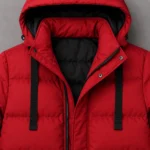 Red Hooded Longline Puffer Jacket - Image 2