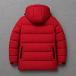 Red Hooded Longline Puffer Jacket - Image 4