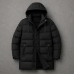 Black Hooded Longline Puffer Jacket