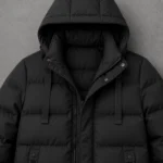 Black Hooded Longline Puffer Jacket - Image 2