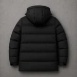 Black Hooded Longline Puffer Jacket - Image 3