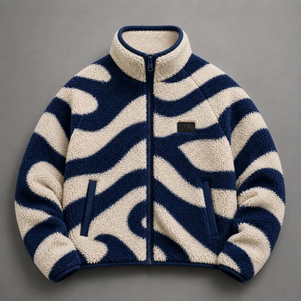 Navy Sherpa Fleece Jacket | Zip-Up Jacket
