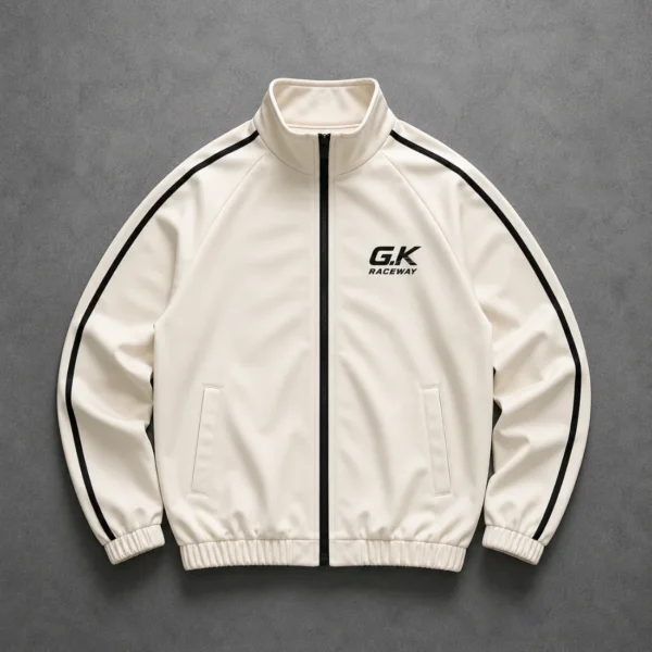 White Racing Jacket | Zip-Up Track Jacket