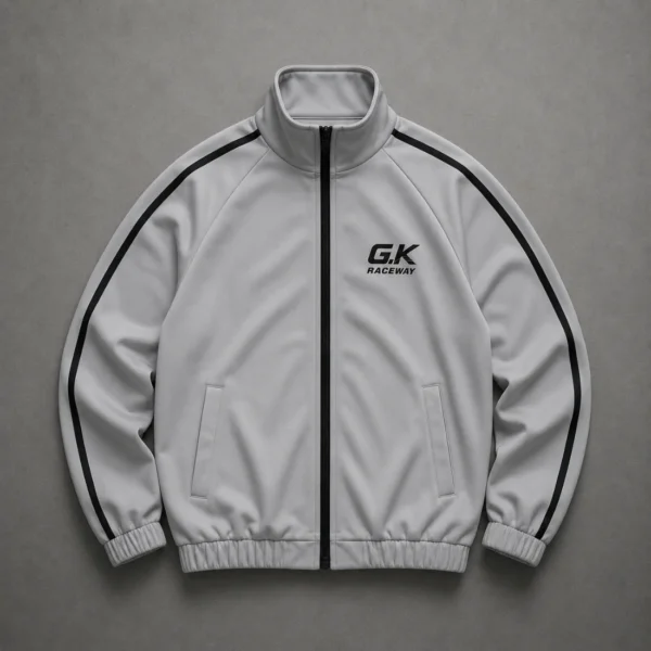 Gray Racing Jacket with Black Stripe